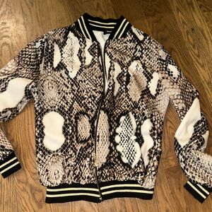Snakeskin Print Bomber Jacket
